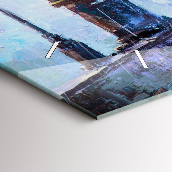 Horizontal wall clock Oil art