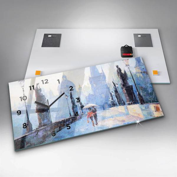 Horizontal wall clock Oil art