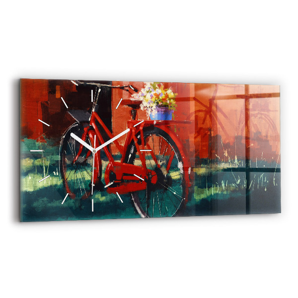 Horizontal wall clock Painted bike