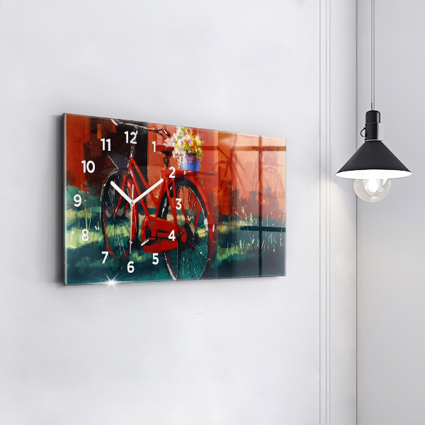 Horizontal wall clock Painted bike