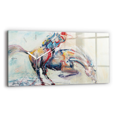 Horizontal wall clock Galloping Horses Illustration