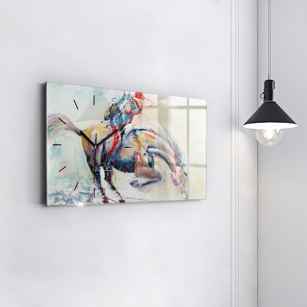 Horizontal wall clock Galloping Horses Illustration