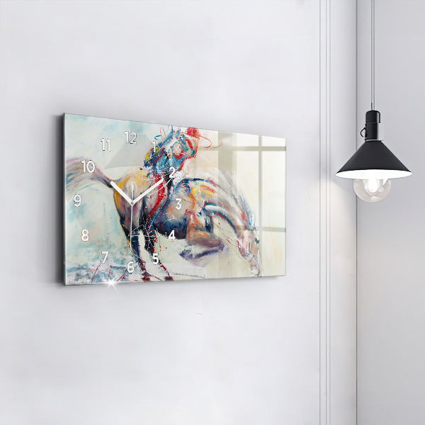 Horizontal wall clock Galloping Horses Illustration