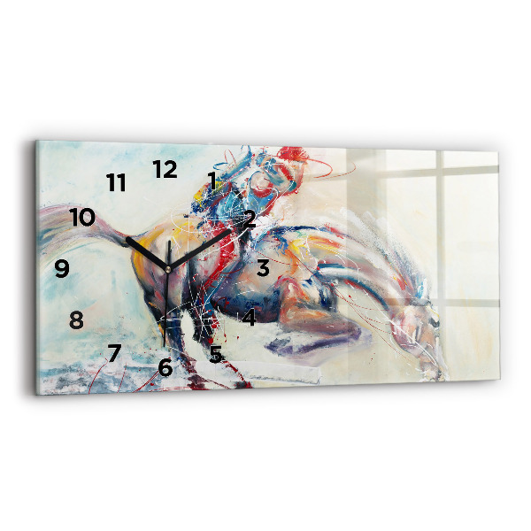 Horizontal wall clock Galloping Horses Illustration