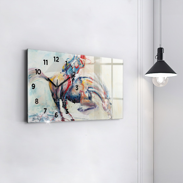 Horizontal wall clock Galloping Horses Illustration