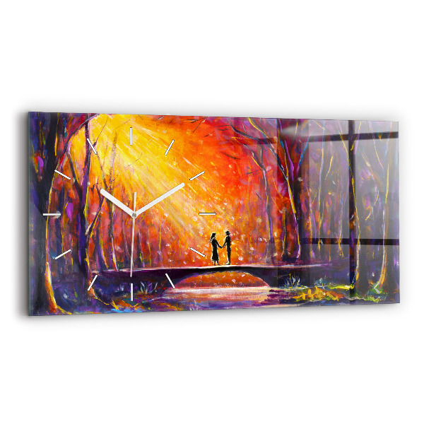 Horizontal wall clock Couple in the forest