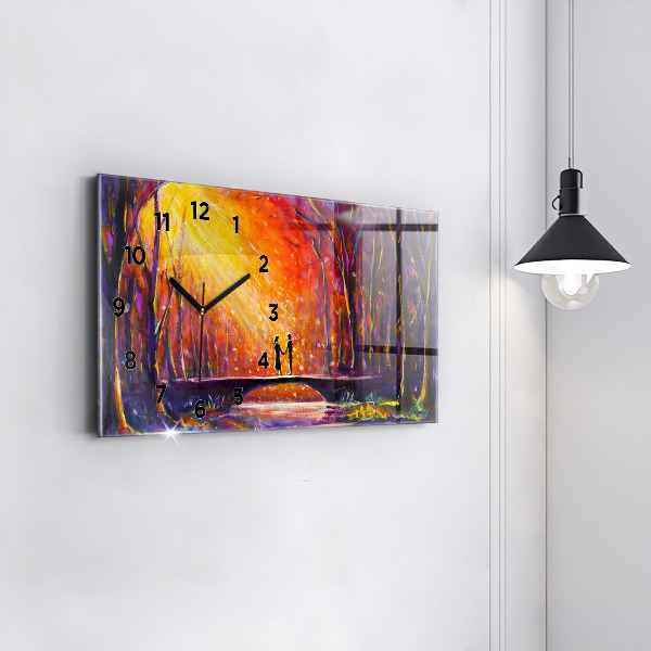 Horizontal wall clock Couple in the forest