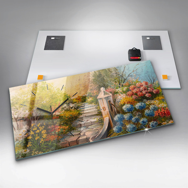 Horizontal wall clock Oil composition in the forest