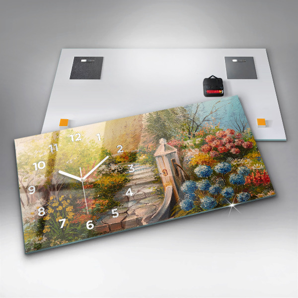 Horizontal wall clock Oil composition in the forest