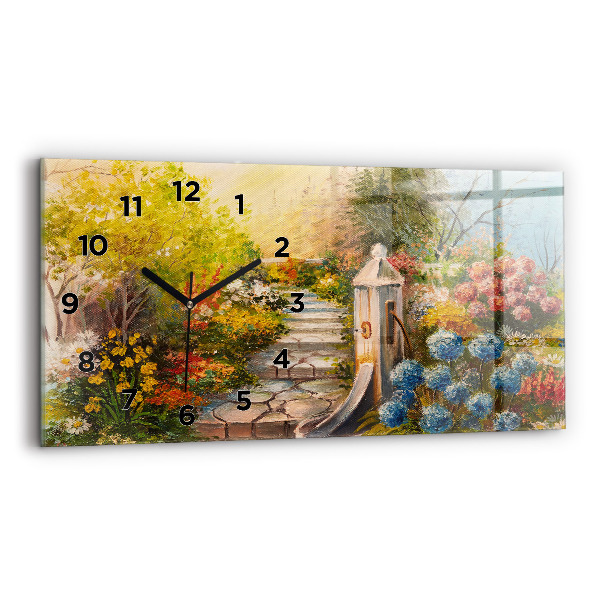 Horizontal wall clock Oil composition in the forest