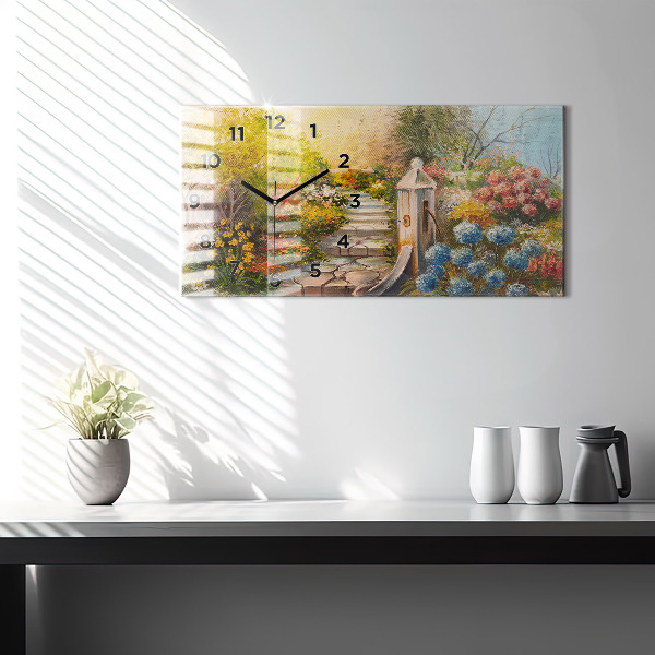 Horizontal wall clock Oil composition in the forest