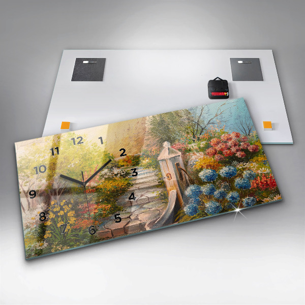 Horizontal wall clock Oil composition in the forest