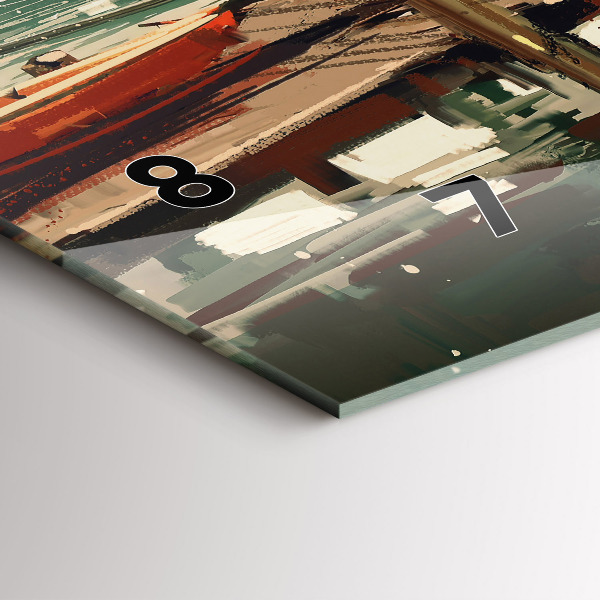 Horizontal wall clock Fishing boats in the port