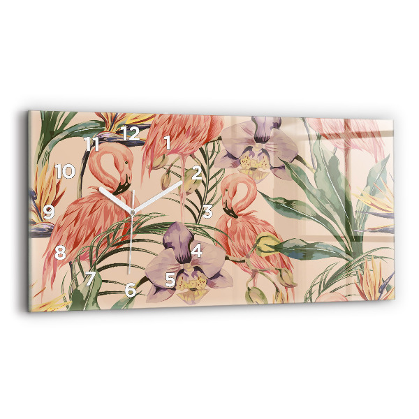 Horizontal wall clock Tropical palm leaves