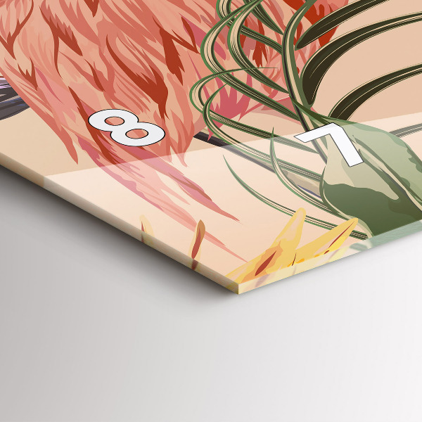 Horizontal wall clock Tropical palm leaves