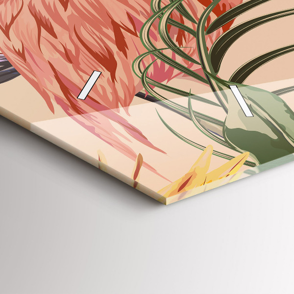 Horizontal wall clock Tropical palm leaves