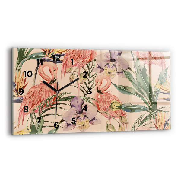 Horizontal wall clock Tropical palm leaves