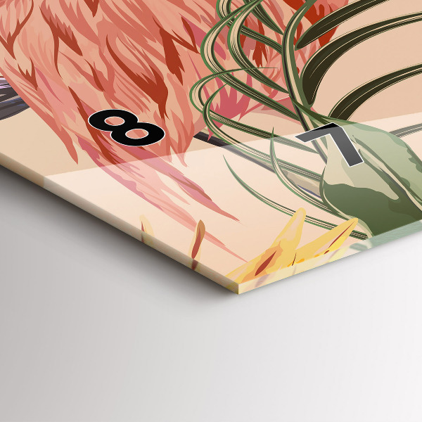 Horizontal wall clock Tropical palm leaves