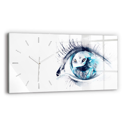 Horizontal wall clock Wolf Eye Illustration