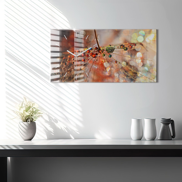 Horizontal wall clock Dandelion with dew