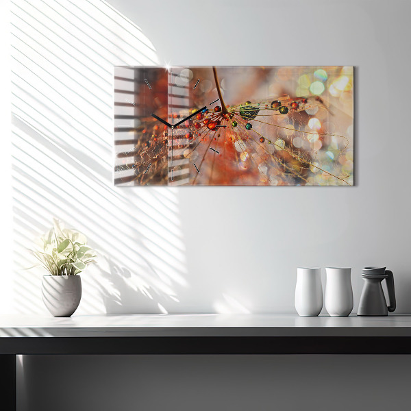 Horizontal wall clock Dandelion with dew