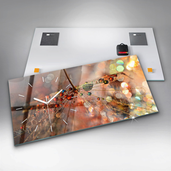 Horizontal wall clock Dandelion with dew