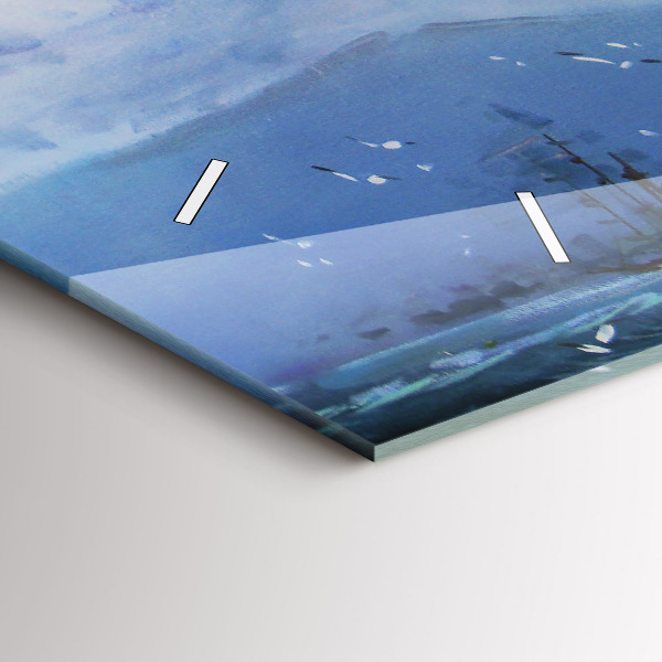 Horizontal wall clock A ship on the water