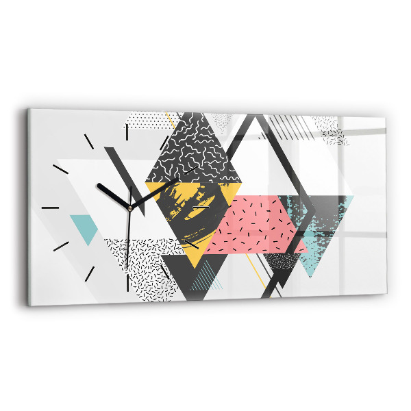 Horizontal wall clock Geometric pattern