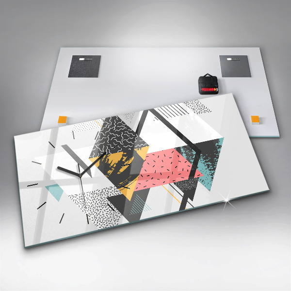 Horizontal wall clock Geometric pattern