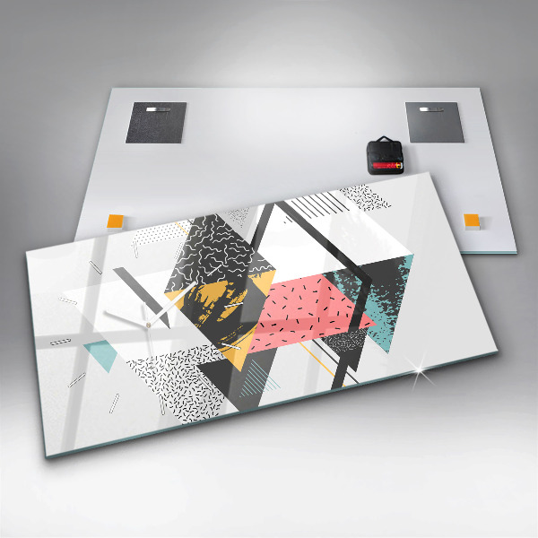 Horizontal wall clock Geometric pattern