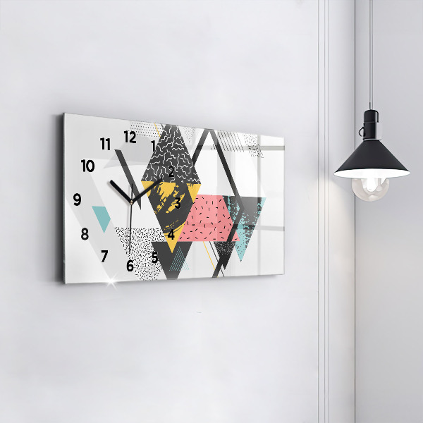 Horizontal wall clock Geometric pattern
