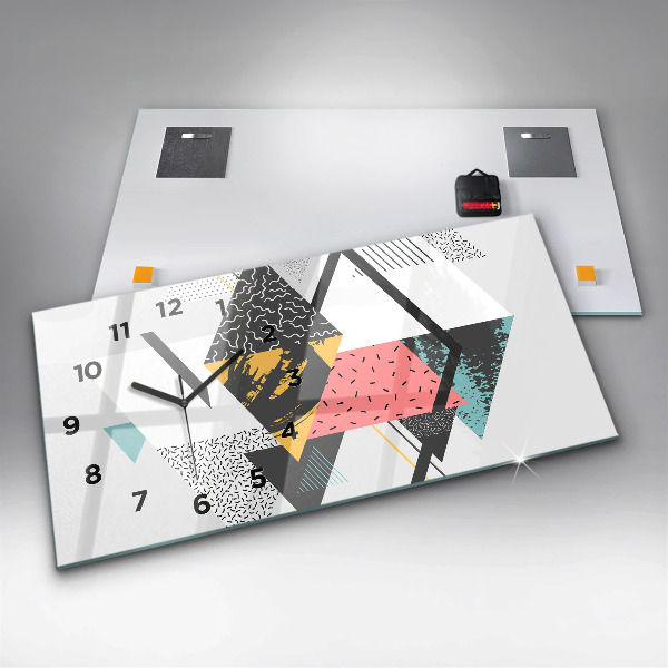 Horizontal wall clock Geometric pattern