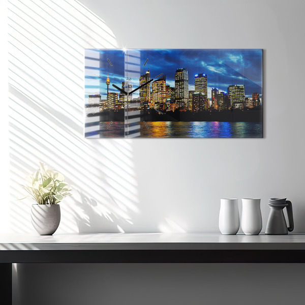 Horizontal wall clock Sydney In The Evening