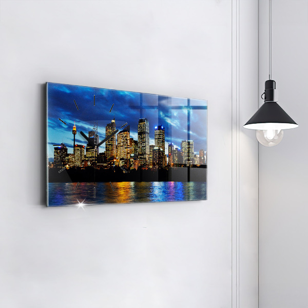 Horizontal wall clock Sydney In The Evening