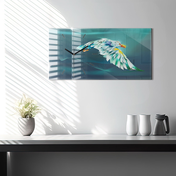Horizontal wall clock Image of a Flying Eagle
