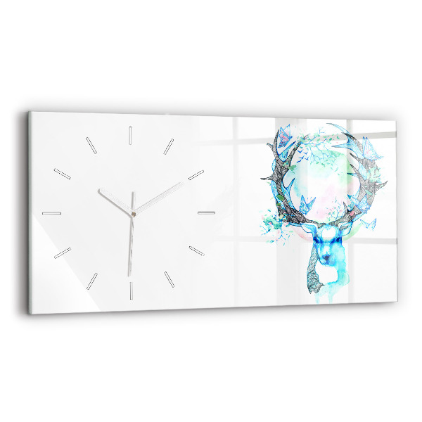 Horizontal wall clock Deer illustration
