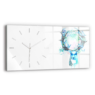 Horizontal wall clock Deer illustration