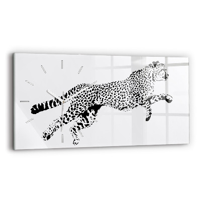 Horizontal wall clock Silhouette of a panther