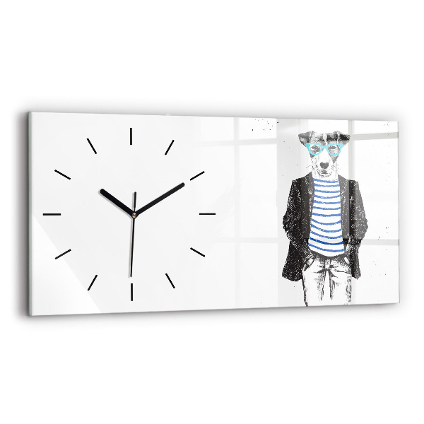 Horizontal wall clock A dog in a human body