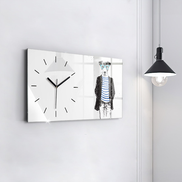 Horizontal wall clock A dog in a human body