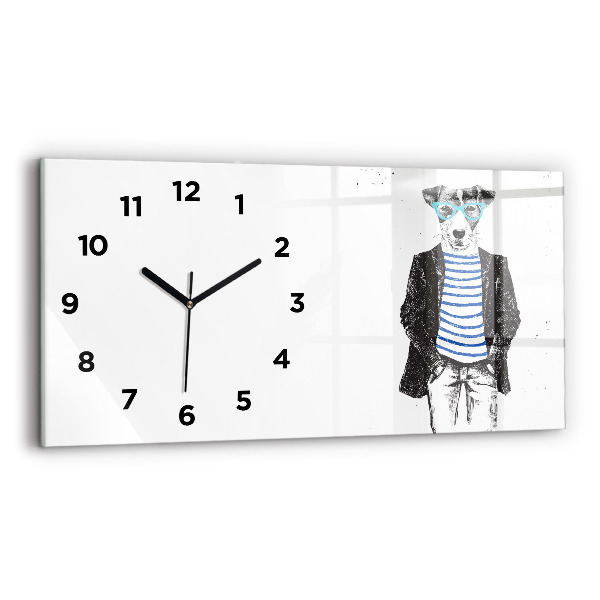 Horizontal wall clock A dog in a human body