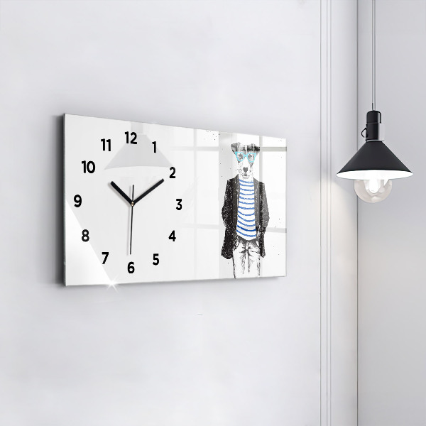 Horizontal wall clock A dog in a human body