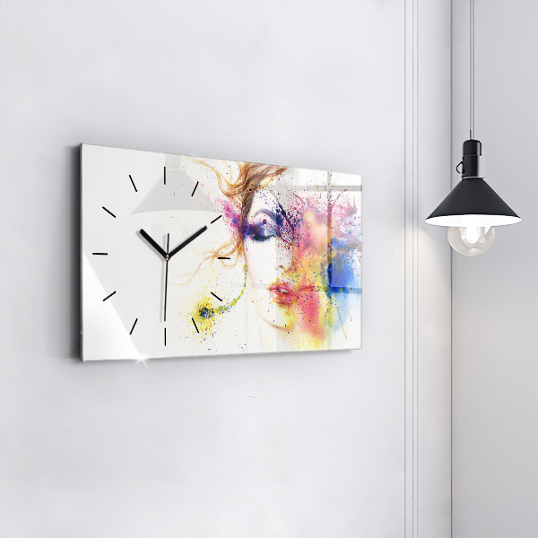 Horizontal wall clock Portrait of a Mysterious Woman