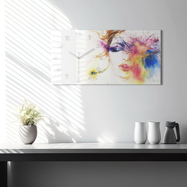 Horizontal wall clock Portrait of a Mysterious Woman