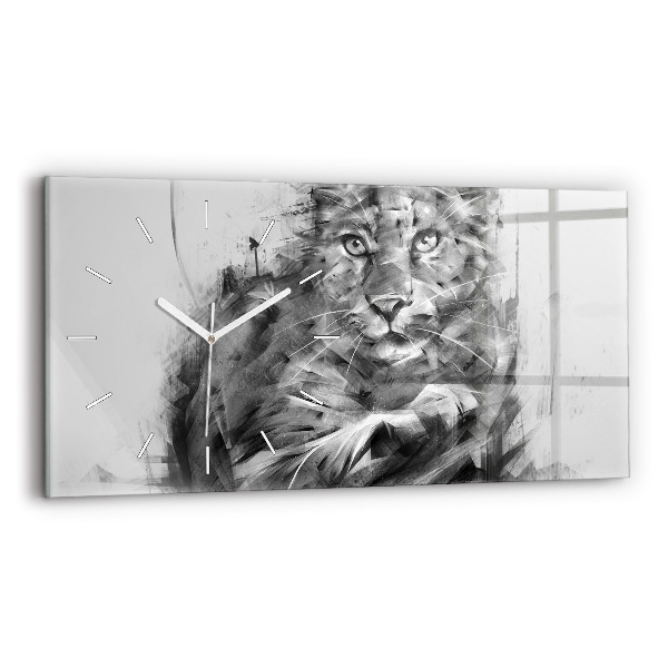 Horizontal wall clock Painted lion