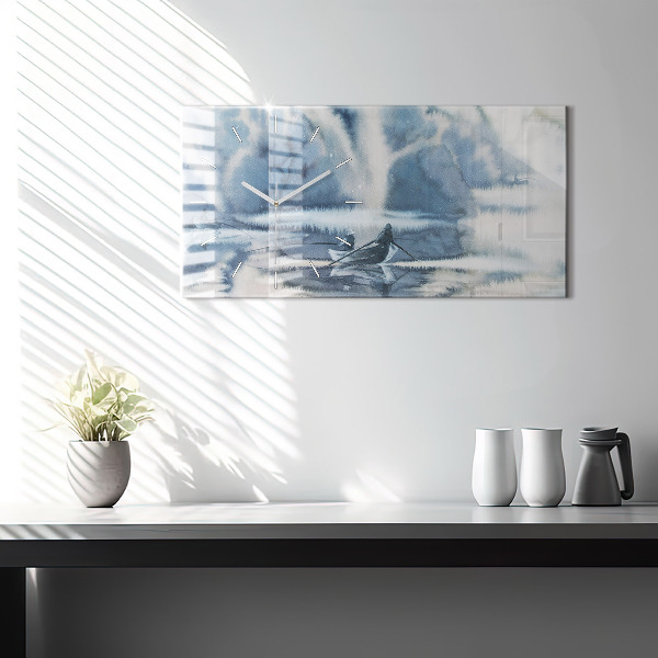 Horizontal wall clock Winter Lake Łódka