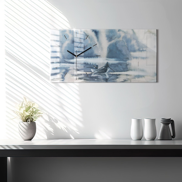 Horizontal wall clock Winter Lake Łódka