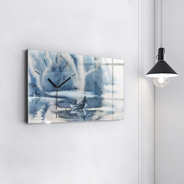 Horizontal wall clock Winter Lake Łódka