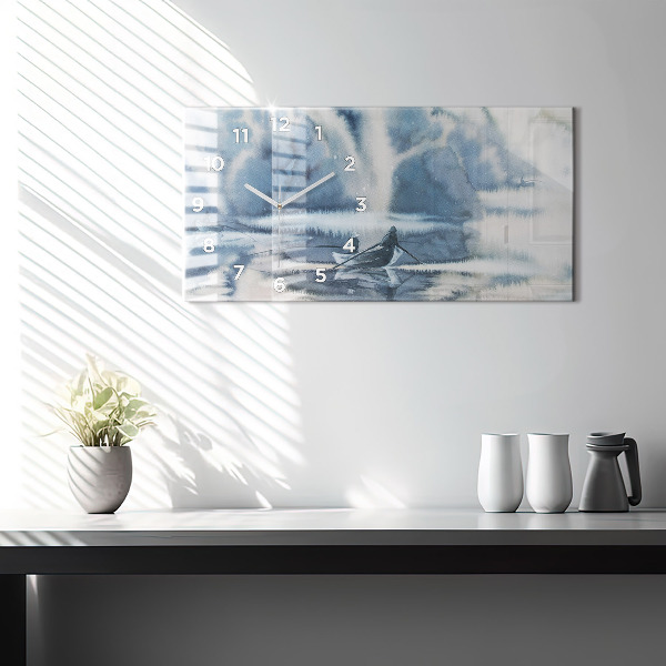 Horizontal wall clock Winter Lake Łódka