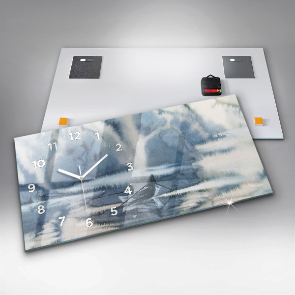 Horizontal wall clock Winter Lake Łódka